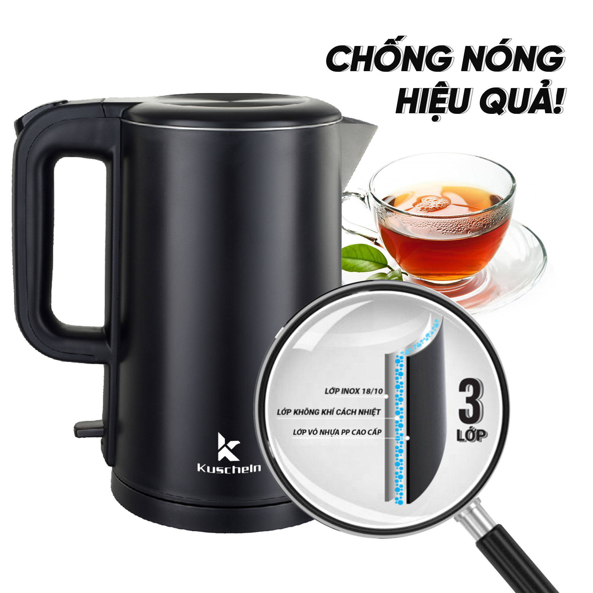 Ấm siêu tốc Kuscheln KEK023-1.8P2 1.8L inox 18/10 - Ảnh 4