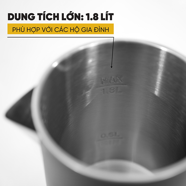 Ấm siêu tốc Kuscheln KEK023-1.8P2 1.8L inox 18/10 - Ảnh 5