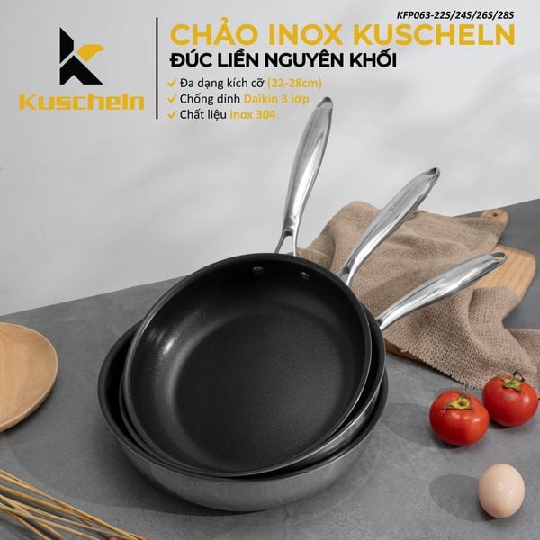 Chảo inox đúc liền nguyên khối chống dính Kuscheln KFP063S