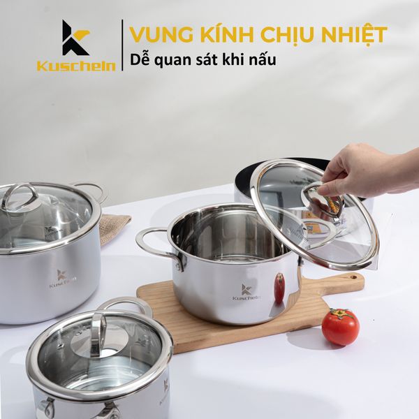 Bộ nồi chảo inox Kuscheln KPPS23-4P 4 món đáy từ inox 304