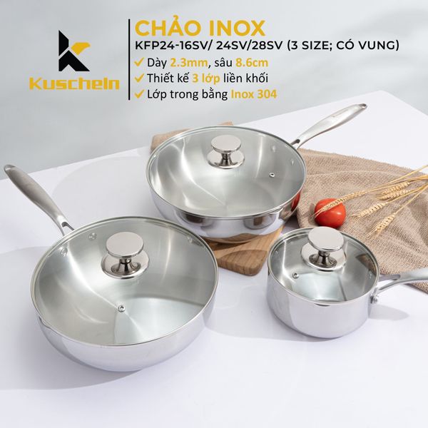 Chảo inox Zeus Kuscheln KFP24-28SV 28cm có vung