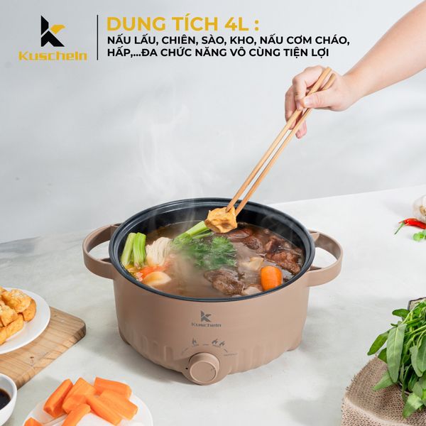 Nồi lẩu điện Kuscheln KHP24-4L 4L, 1000W chống dính