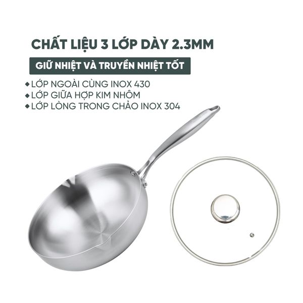 Chảo inox Zeus Kuscheln KFP24-26SV 26cm có vung