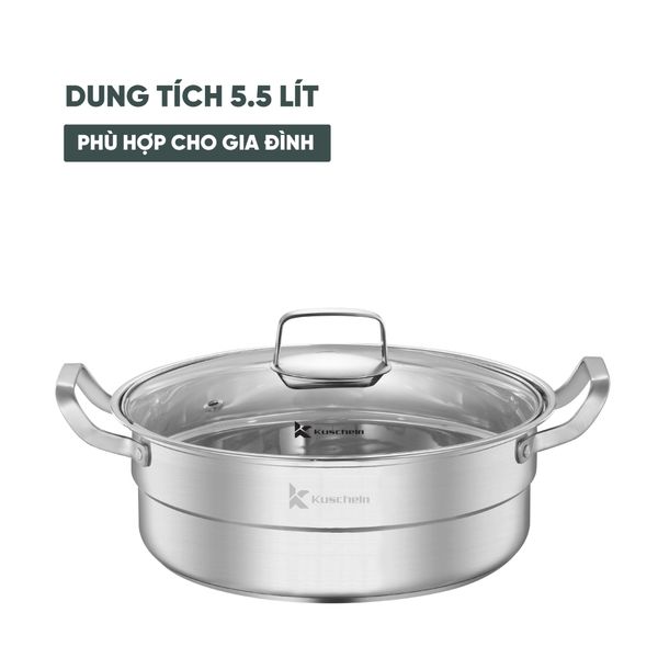 Xoong lẩu inox đa năng Kuscheln KSP24-5D 5 đáy 28cm