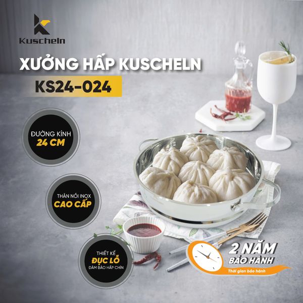 Xửng hấp inox Kuscheln KS24-024 inox 18/10 cao cấp