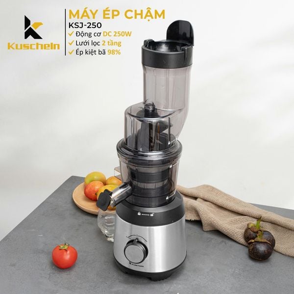Máy ép chậm vỏ thép Kuscheln KSJ-250 ép kiệt 98%
